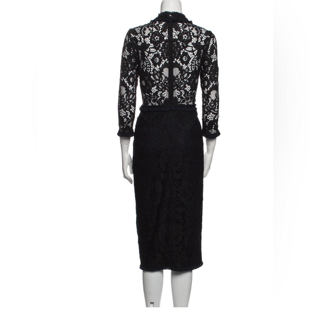 ALEXIS Designer Lace Pattern Midi Length Black Dress Size XS Womens Luxury Style